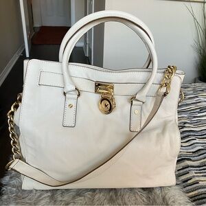 Retro Michael Kors cream pebble leather Hamilton Tote